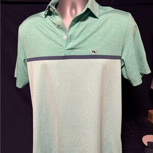Vineyard Vines Men's Mint and Navy Polo Shirt